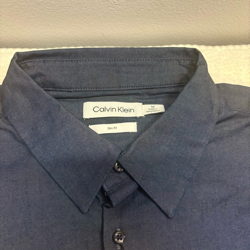 Calvin Klein Slim Fit Navy Dress Shirt